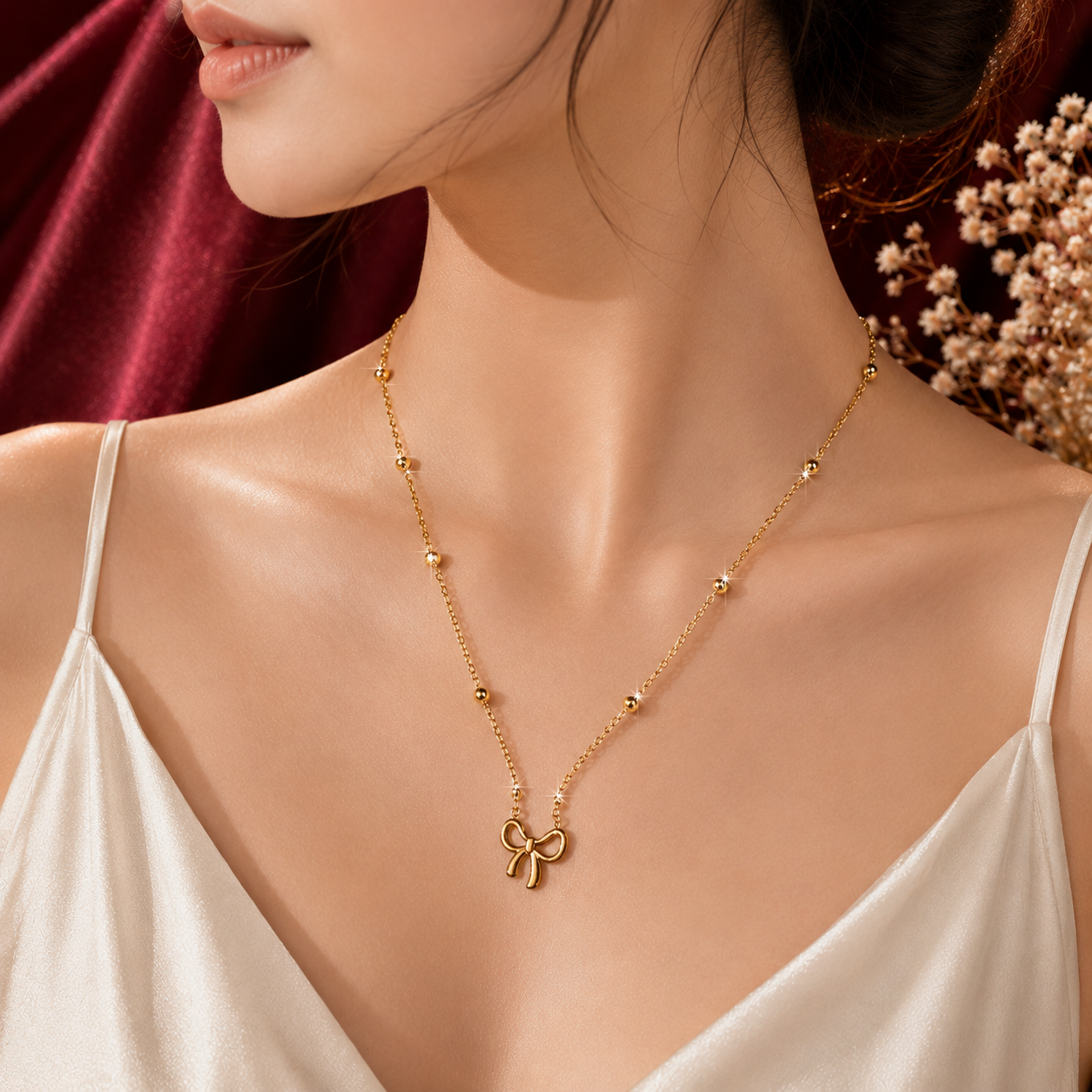 Golden Bow Chain Necklace