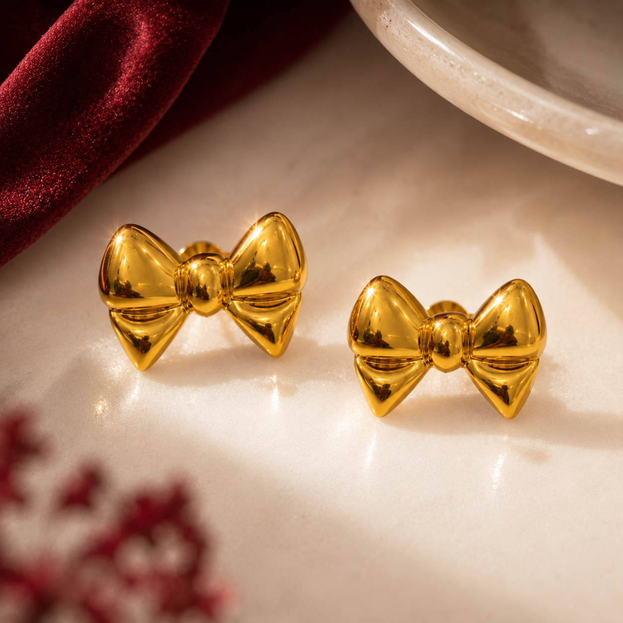 Puffy Bow Stud Earrings