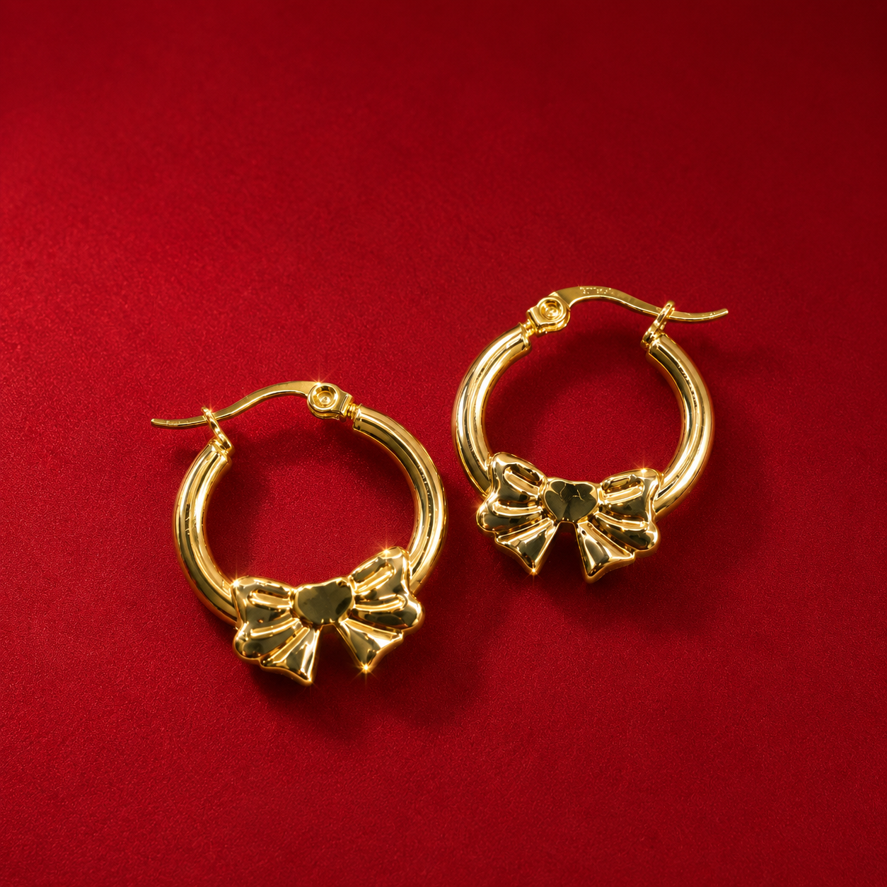 Bow Charm Hoop Earrings