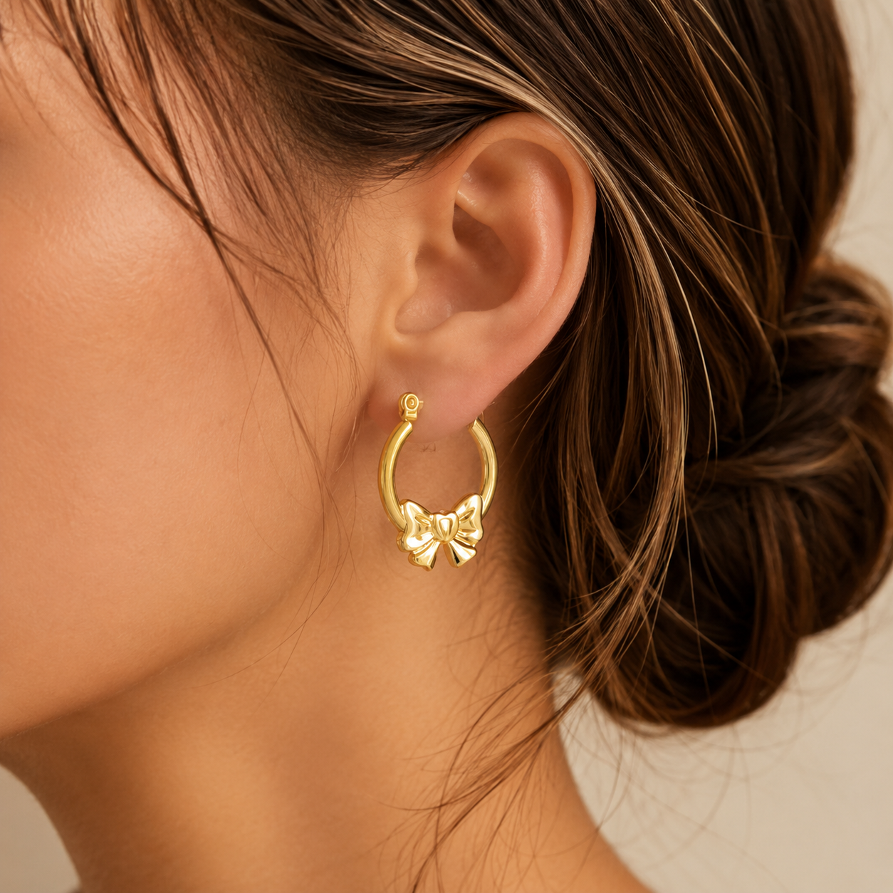 Bow Charm Hoop Earrings