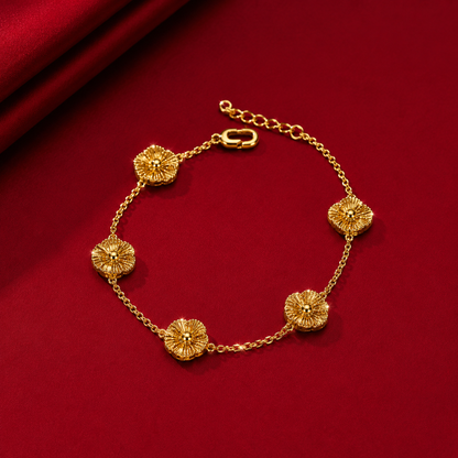 Five Daisy Flower Station Bracelet