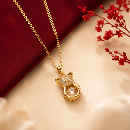 Pavé Crystal Teddy Bear Pendant Necklace