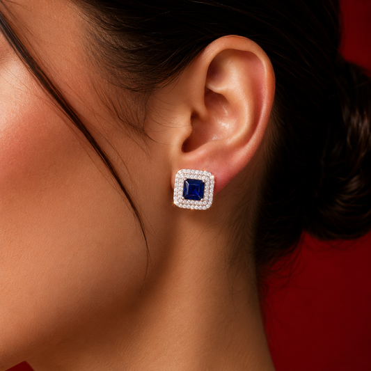 Square Princess Cut Solitaire AD Stud Earrings