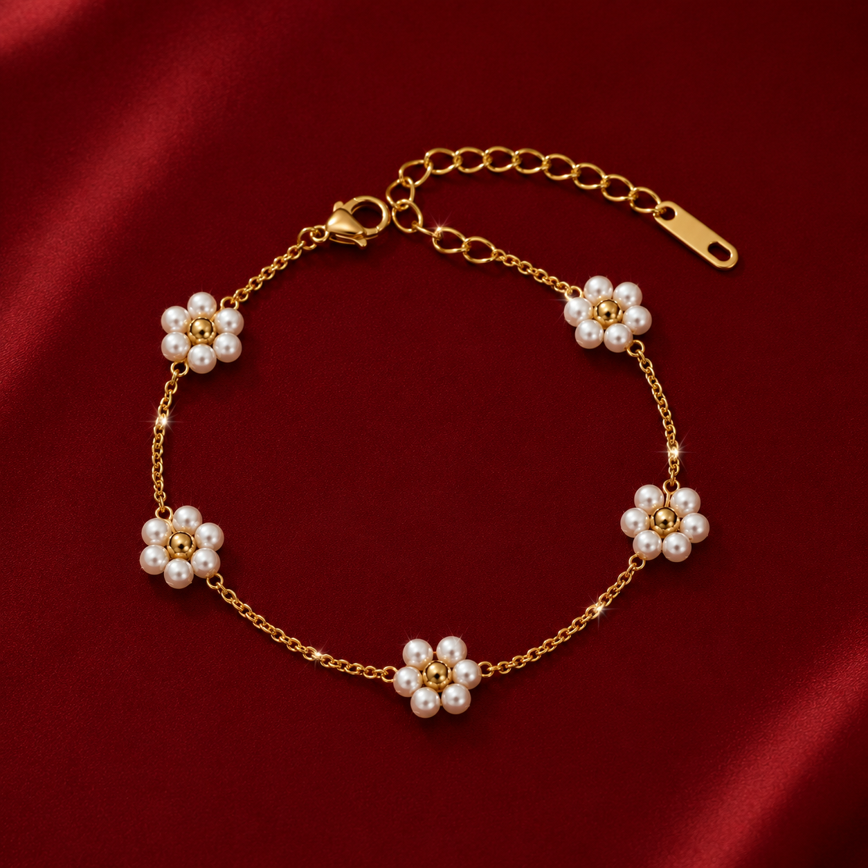 Pearl Flower Station Bracelet