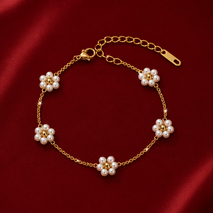 Pearl Flower Station Bracelet