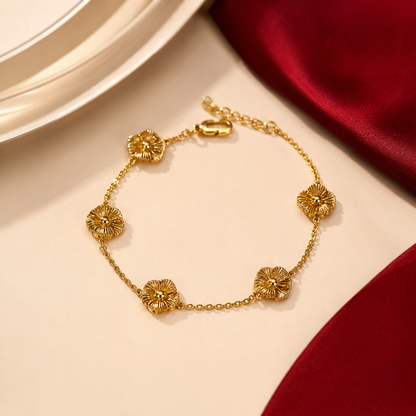 Five Daisy Flower Station Bracelet