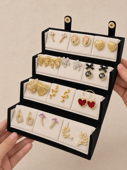 Everyday Glam 12-Pair Earring Set - Velvet Storage Box Included