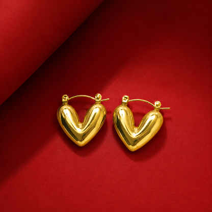 Puffy Heart Hoop Earrings