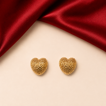 Textured Heart Stud Earrings