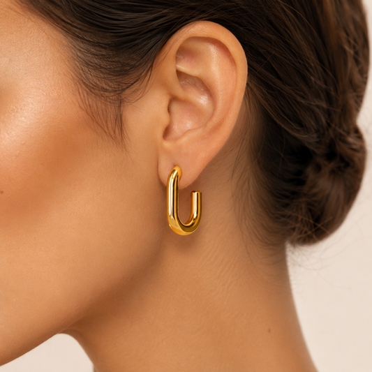 Chunky Rectangle Hoop Earrings