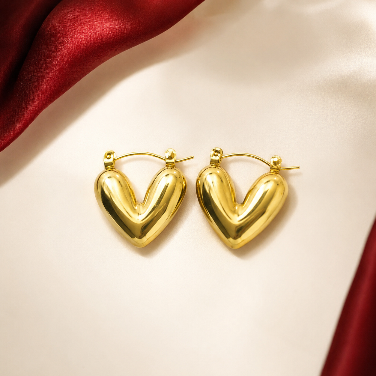 Puffy Heart Hoop Earrings