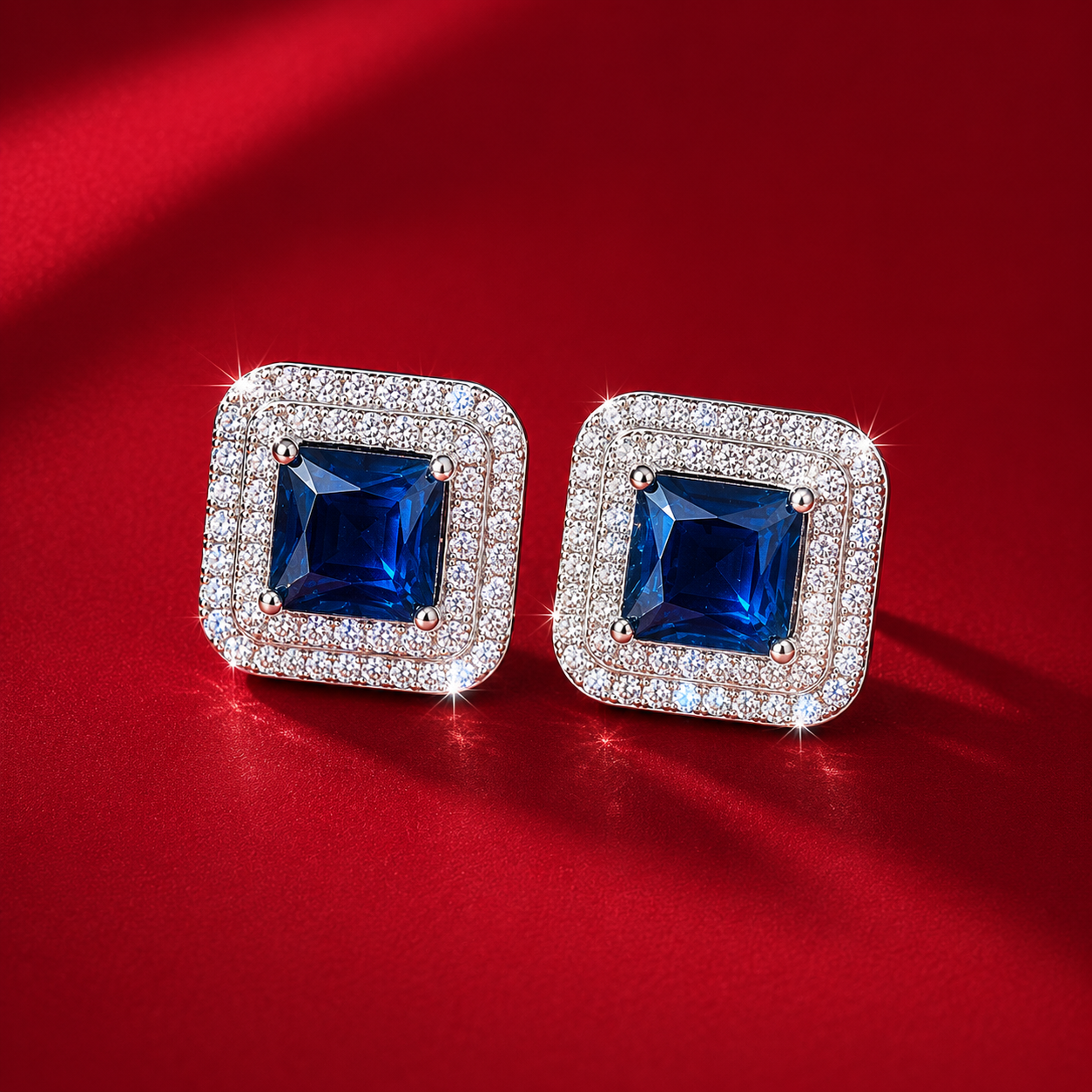 Square Princess Cut Solitaire AD Stud Earrings