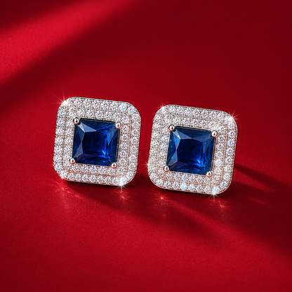 Square Princess Cut Solitaire AD Stud Earrings