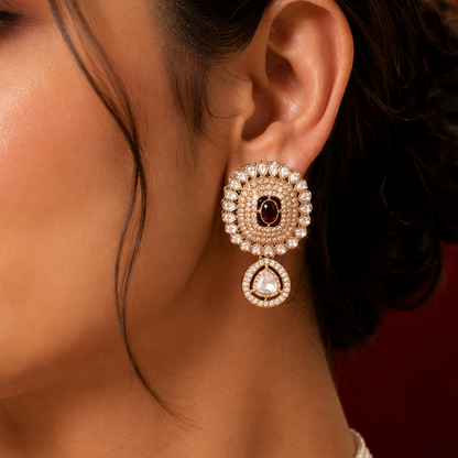 Wine Red Multi-Layer Pearl Kundan Choker Set