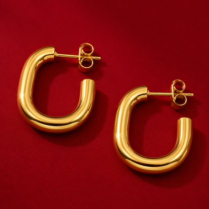 Chunky Rectangle Hoop Earrings