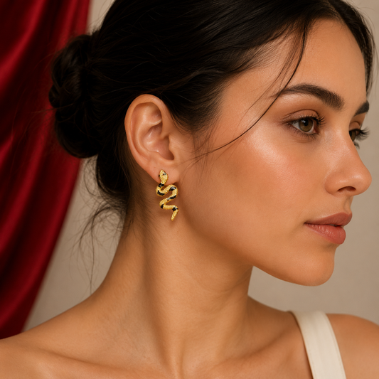 Textured Gold Snake Stud Earrings