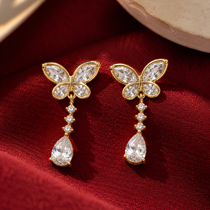 Crystal Butterfly Drop Earrings